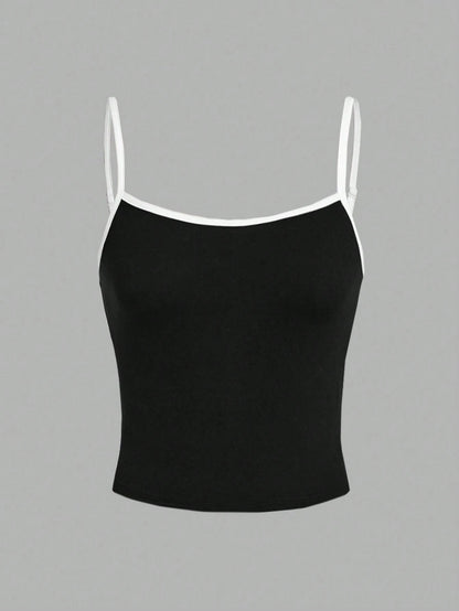 EZwear Beige Casual Minimalist Camisole Top, Fitted For Women, Suitable For Summer