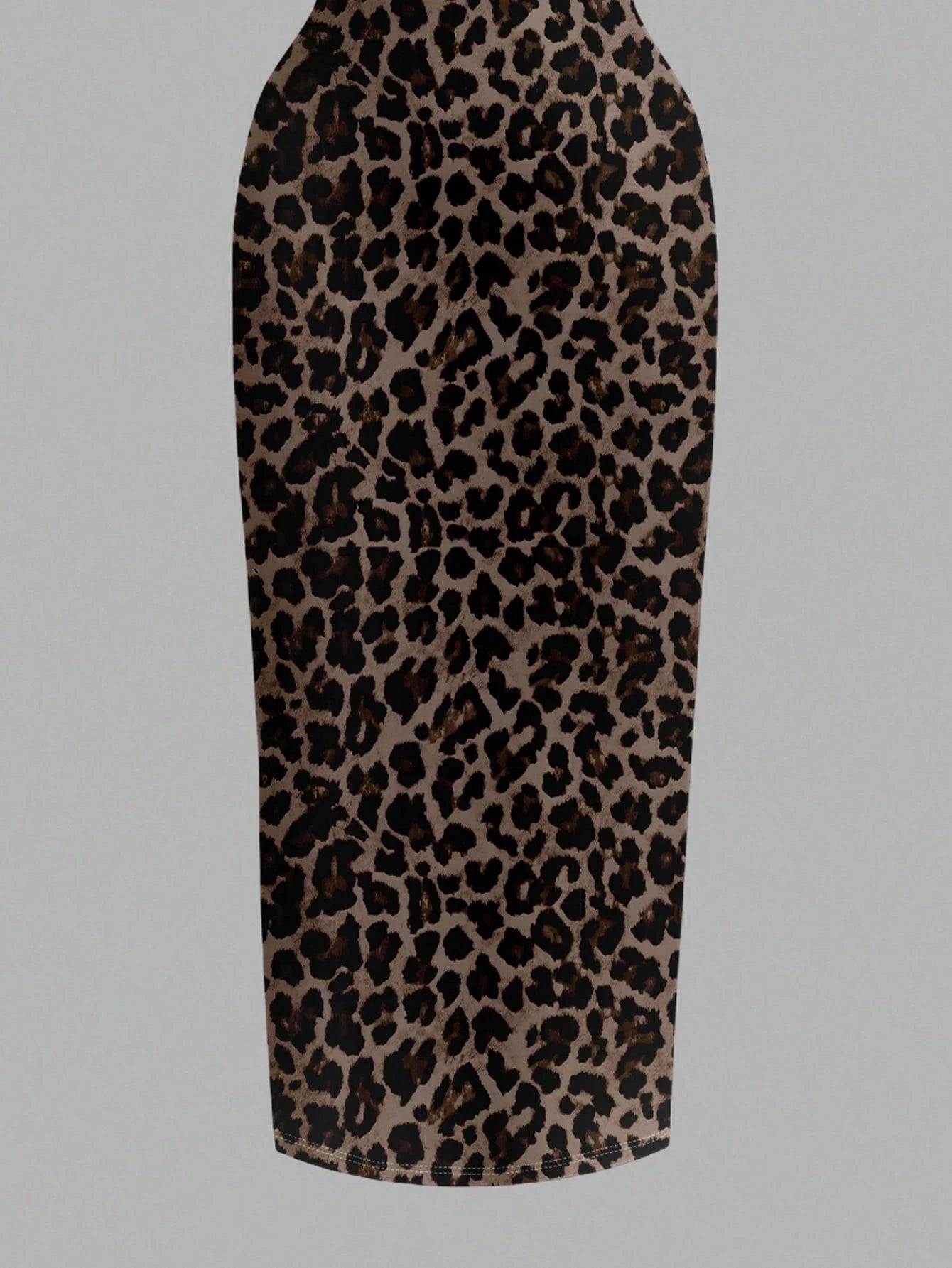 EZwear Casual Minimalist Full-Length Leopard Print Bodycon Slip Dress, Suitable For Summer,Summer Dress
