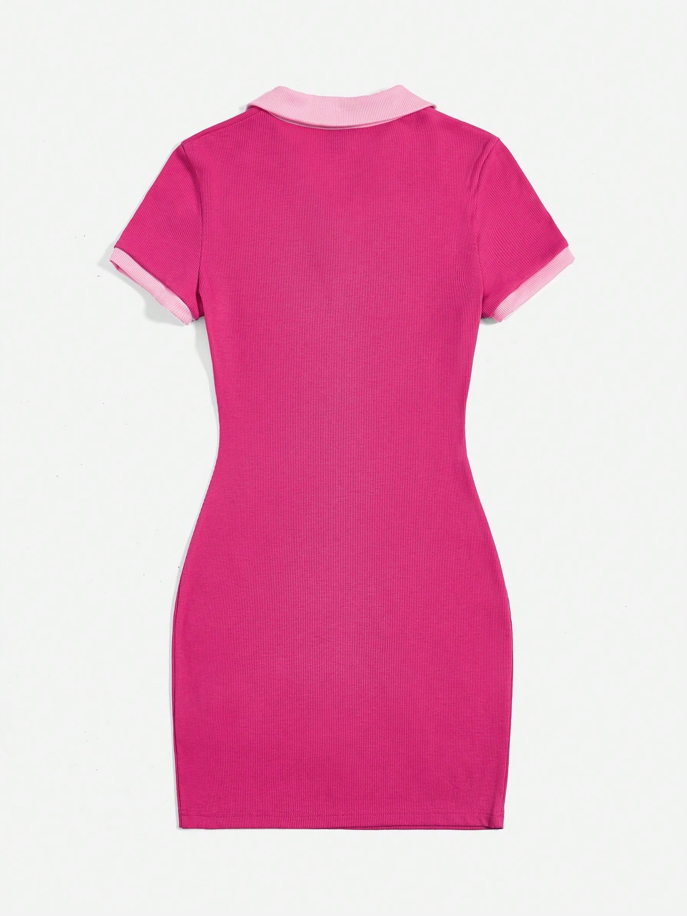 EZwear Contrast Collar Ribbed Knit Bodycon Dress,Summer Dresses For Women
