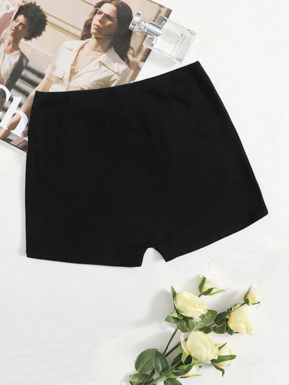 EZwear Elastic Waist Solid Biker Shorts