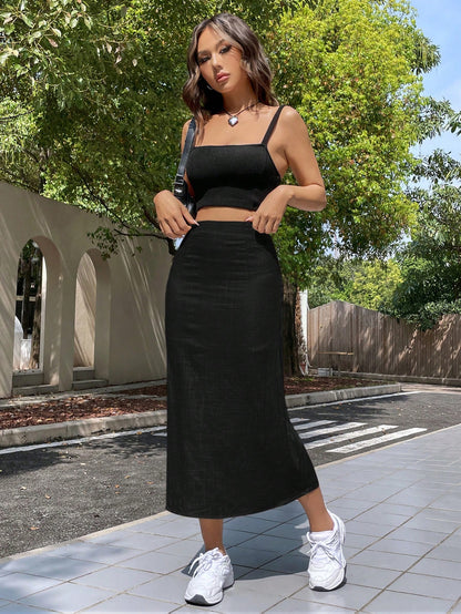 EZwear Linen Lightweight Long Skirt, Summer