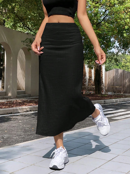 EZwear Linen Lightweight Long Skirt, Summer