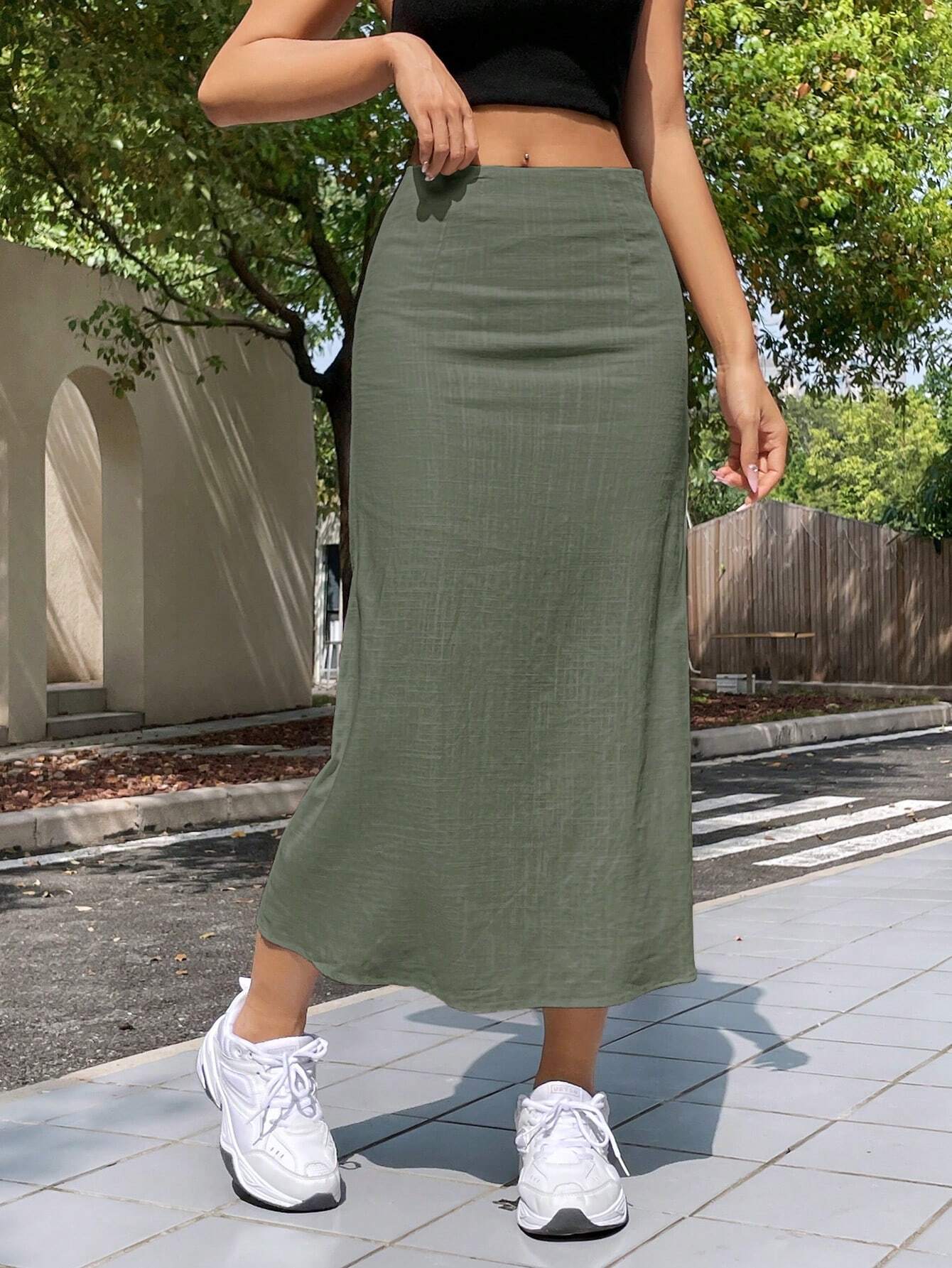 EZwear Linen Lightweight Long Skirt, Summer