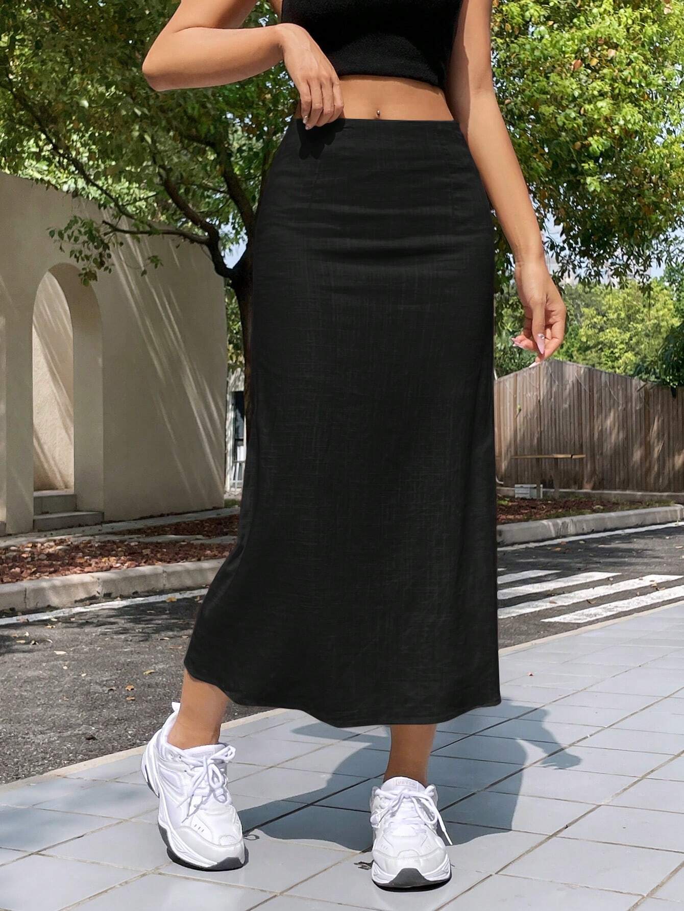 EZwear Linen Lightweight Long Skirt, Summer