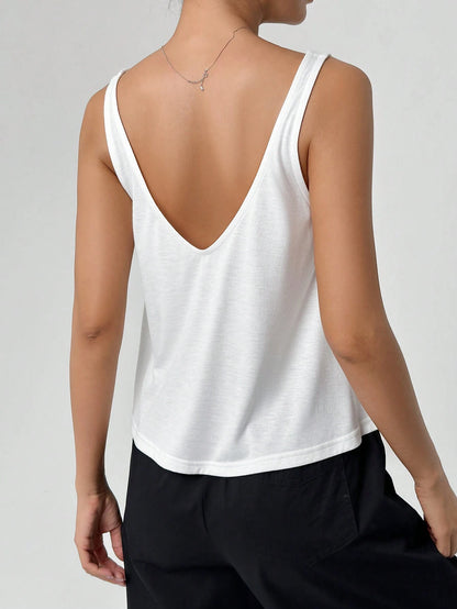 EZwear Loose Fit Solid Color V-Neck Tank Top