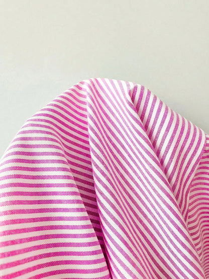 EZwear Pink Striped Woven Women's Shirt,Summer Top