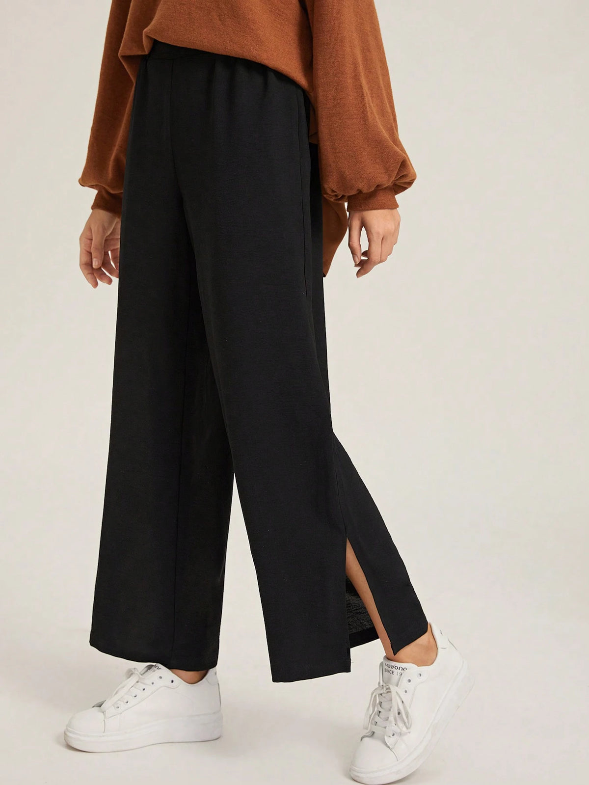 EZwear Split Hem Wide Leg Pants
