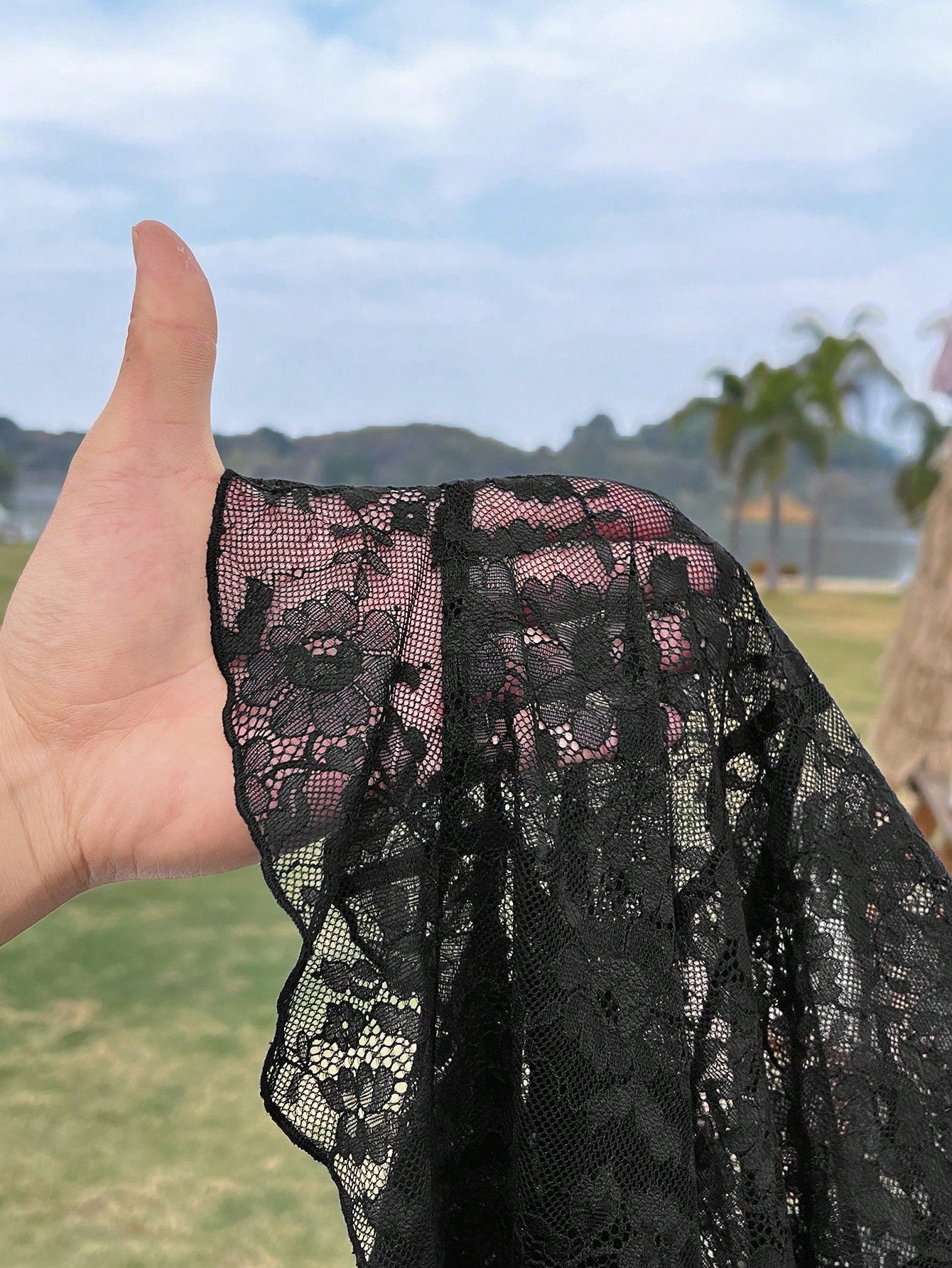 EZwear Summer Concert Outfit Women Western Lace Dresses Music Festival Black See-Through Outfit