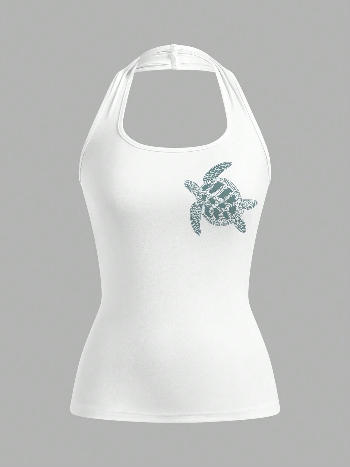 EZwear Women's Casual Simple & Resort Style Neck Tie Back Tight Fit Tank Top With Printed Pattern, Suitable For Summer Beach Wear