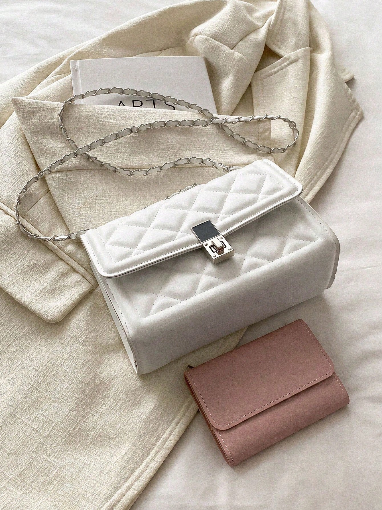 Fashion Solid Color Quilted Square Chain Shoulder Bag,Versatile Flap Banquet Bag New Lightweight Handbag & Purse,Casual Mobile Coin Crossbody Bags
