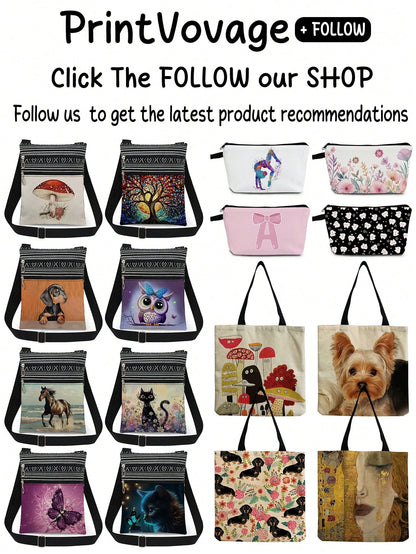 Fashionable Art Glass Dragonfly Pattern Crossbody Bag, Unisex Reusable Shoulder Bag, Painting Glass Animal Print Storage Bag, Casual Portable Shoulder Bag With Adjustable Strap, Party Gift For Glass A