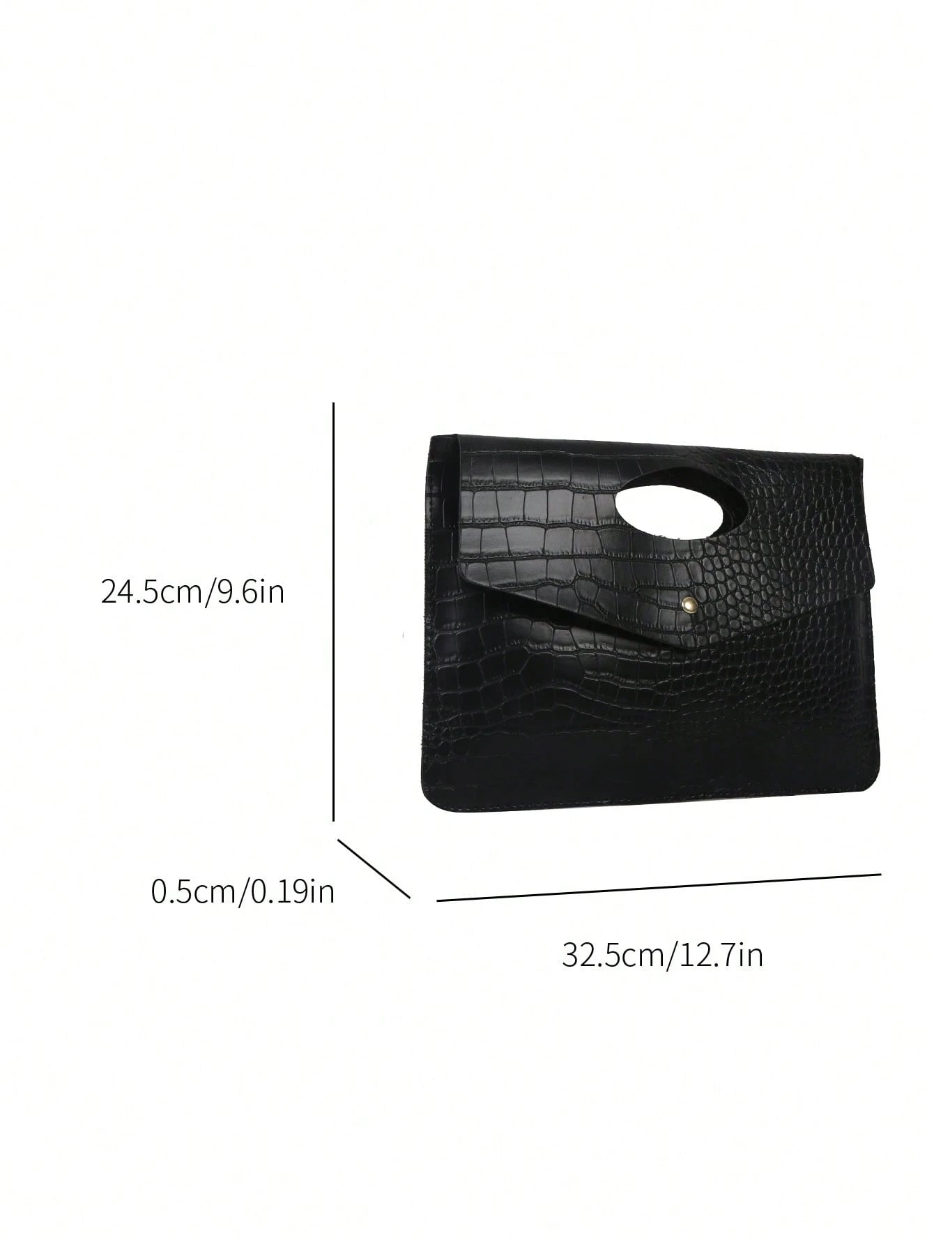 Fashionable Black PU Flap Envelope Clutch Bag, High-Quality Crocodile Texture, Minimalist Design, Versatile, Unique Animal Print Pattern Women Clutch Bag