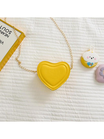 Fashionable Novelty Bag Heart Design Yellow Mini Chain Valentines, Fashionable Butter Yellow Bag For Women, Yellow