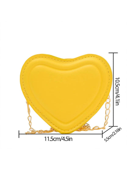Fashionable Novelty Bag Heart Design Yellow Mini Chain Valentines, Fashionable Butter Yellow Bag For Women, Yellow
