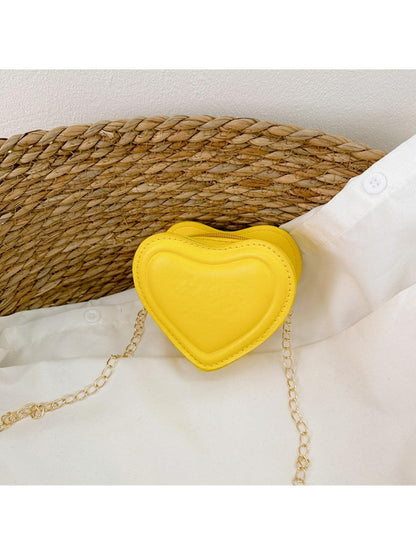 Fashionable Novelty Bag Heart Design Yellow Mini Chain Valentines, Fashionable Butter Yellow Bag For Women, Yellow