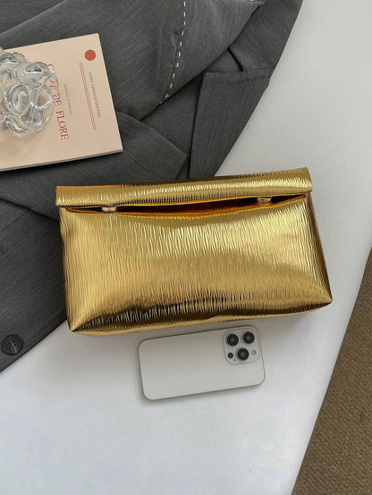 Fashionable PU Leather Solid Color Women's Handbag, Large Capacity Flap Magnetic Closure Small Square Bag, Suitable For Parties And Shopping