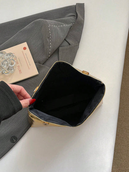 Fashionable PU Leather Solid Color Women's Handbag, Large Capacity Flap Magnetic Closure Small Square Bag, Suitable For Parties And Shopping