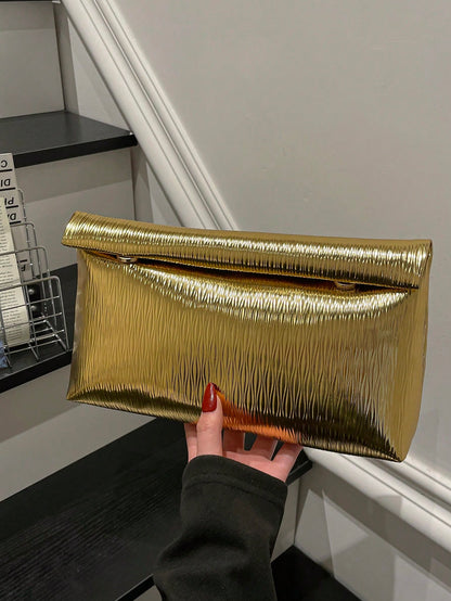 Fashionable PU Leather Solid Color Women's Handbag, Large Capacity Flap Magnetic Closure Small Square Bag, Suitable For Parties And Shopping
