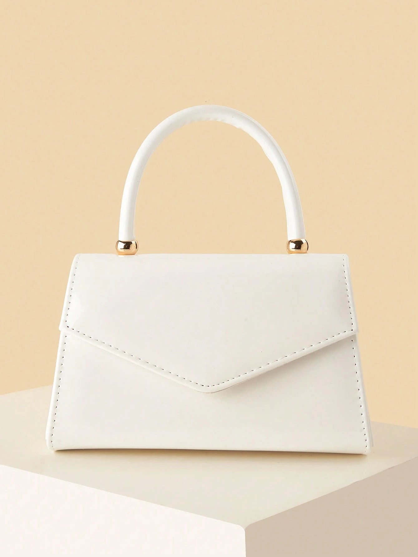 Fashionable Solid Color Mirror Handbag,  Suitable For Party Girls, College Students, Brides, Can Be Matched With Party Dresses White Bag