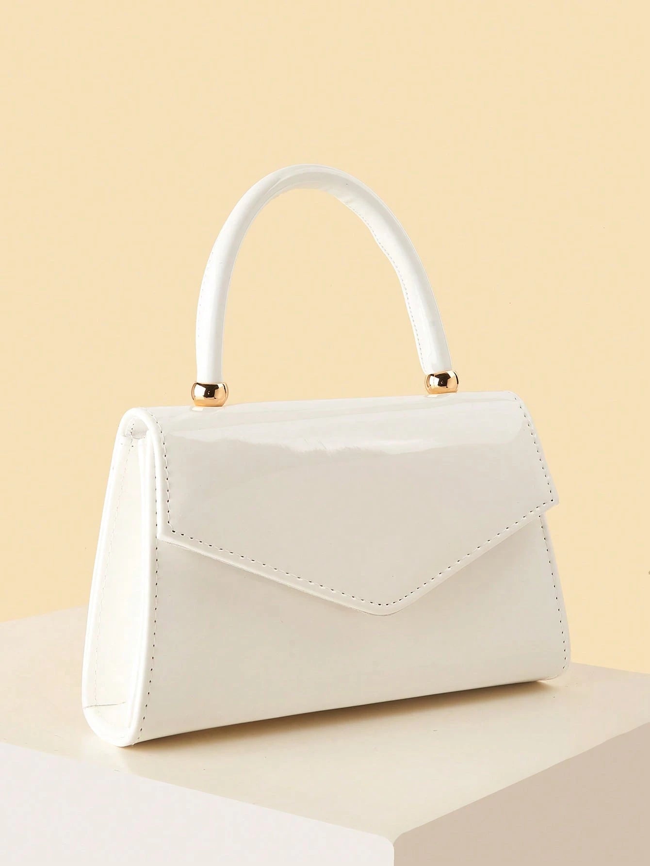 Fashionable Solid Color Mirror Handbag,  Suitable For Party Girls, College Students, Brides, Can Be Matched With Party Dresses White Bag