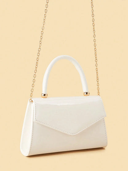 Fashionable Solid Color Mirror Handbag,  Suitable For Party Girls, College Students, Brides, Can Be Matched With Party Dresses White Bag