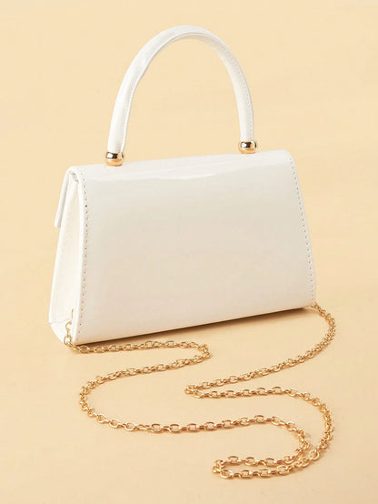 Fashionable Solid Color Mirror Handbag,  Suitable For Party Girls, College Students, Brides, Can Be Matched With Party Dresses White Bag