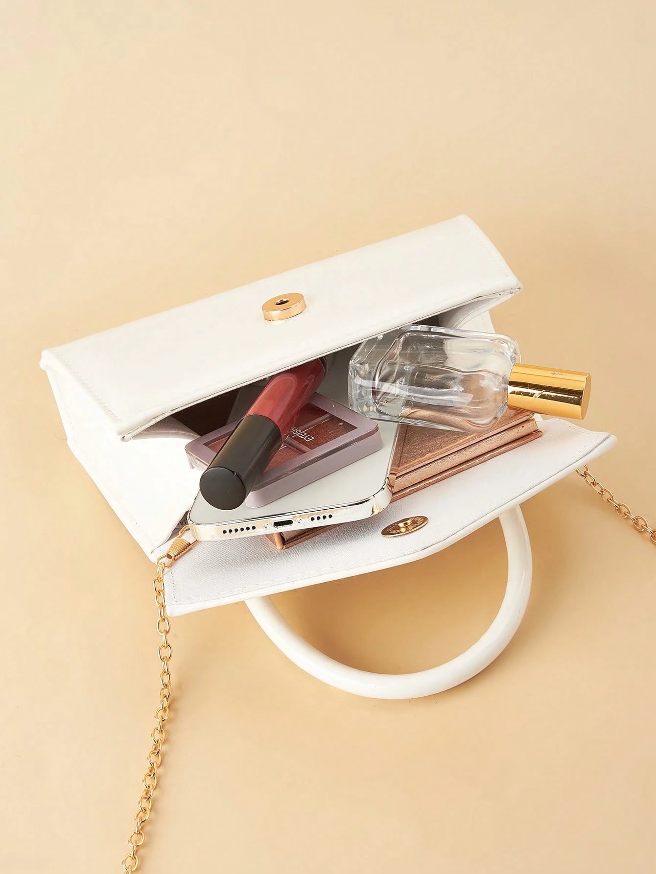 Fashionable Solid Color Mirror Handbag,  Suitable For Party Girls, College Students, Brides, Can Be Matched With Party Dresses White Bag