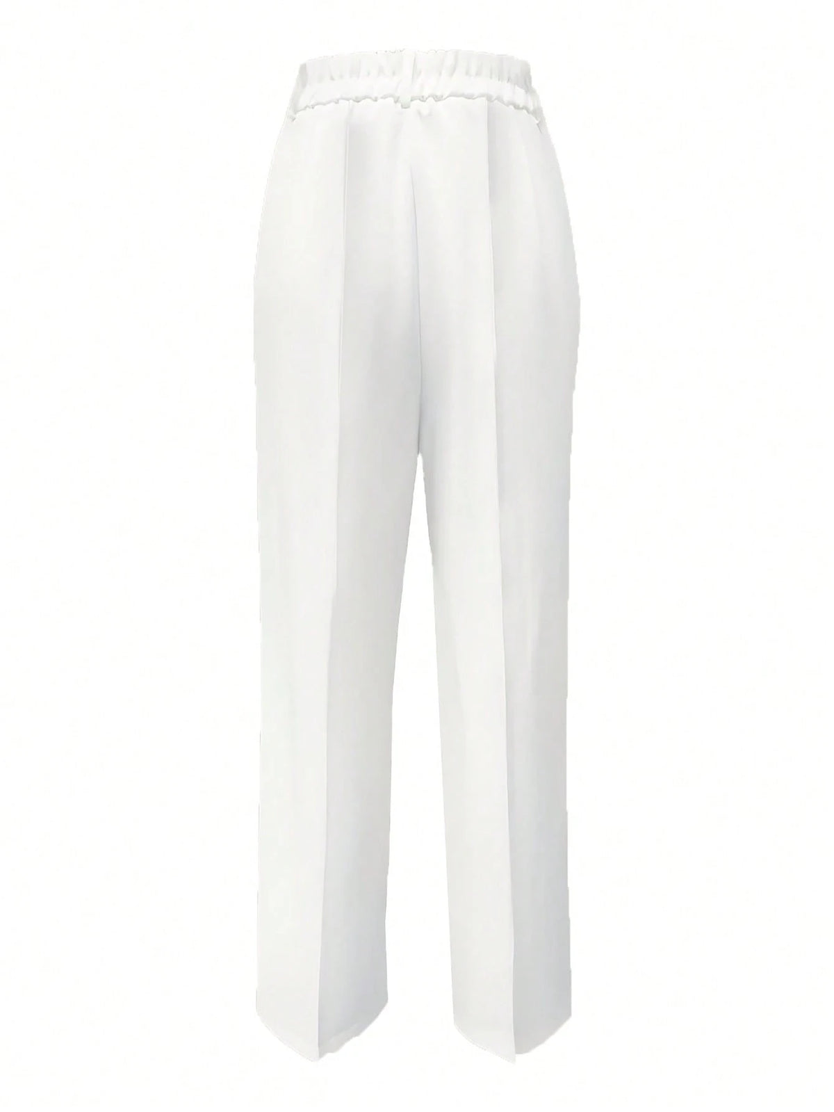 Fashionable Versatile Solid Color Straight Leg Pants White Spring