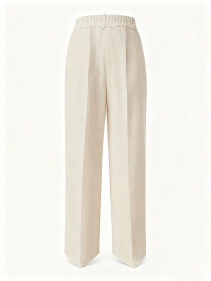 Fashionable Versatile Solid Color Straight Leg Pants White Spring
