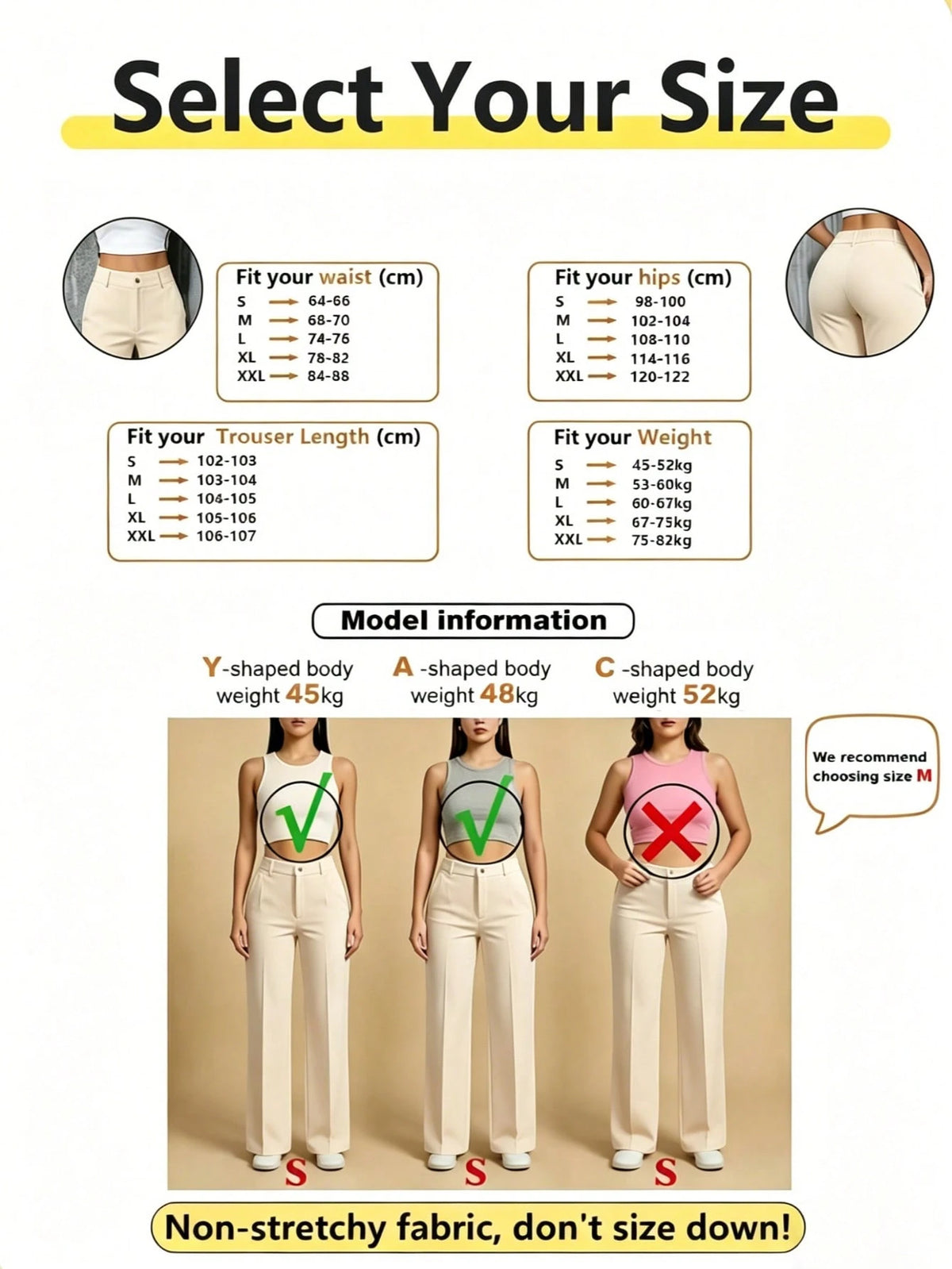 Fashionable Versatile Solid Color Straight Leg Pants White Spring