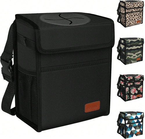 Femuar Leak Proof Car Trash Can With Lid- Waterproof Automotive Garbage Bin For SUVs, Collapsible And Portable Car Trash Bag, Black