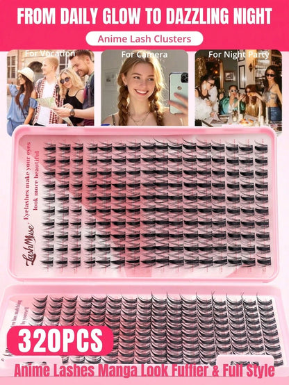 Fengxiu Eyelash New Autumn Maple Leaf Eyelash Book, 320 Clusters D Curl Single-Strand False Eyelashes, Dense Eyelash Book, Beginner-Friendly, Soft And Fluffy, Create Natural Makeup Effect, Easy DIY Se