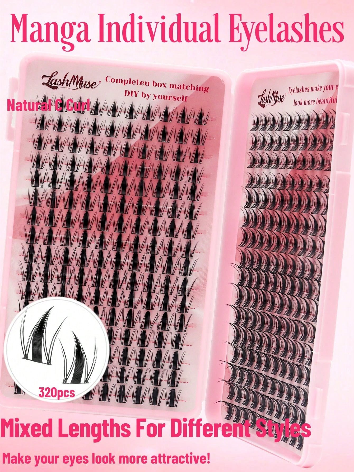 Fengxiu Eyelash New Autumn Maple Leaf Eyelash Book, 320 Clusters D Curl Single-Strand False Eyelashes, Dense Eyelash Book, Beginner-Friendly, Soft And Fluffy, Create Natural Makeup Effect, Easy DIY Se