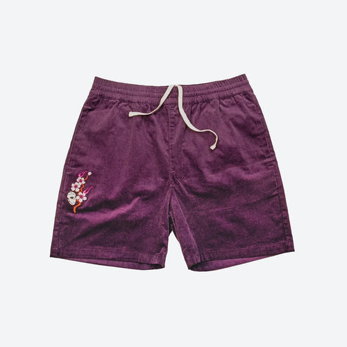 Fire Blossom Embroidered Corduroy Short - Four Street