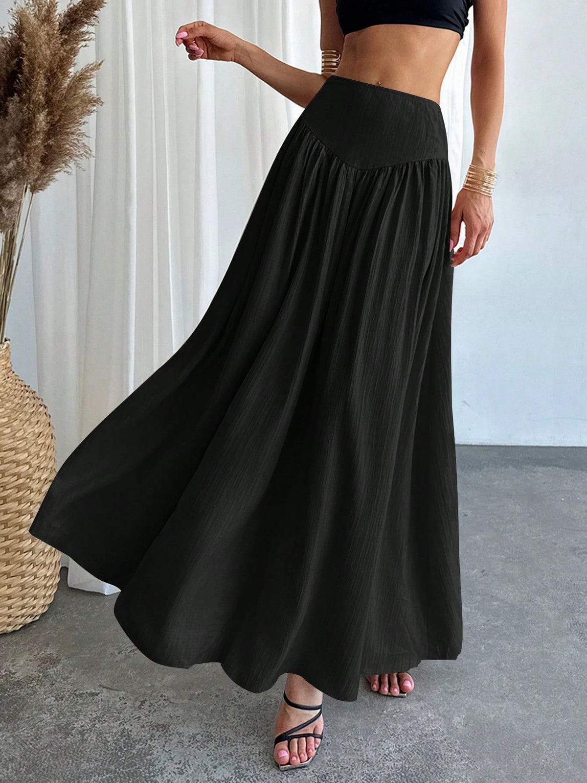 Firerie Women's Elegant A-Line Skirt With Gathered Waist And Real Pockets For Spring Break Outfits