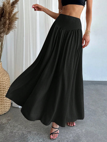Firerie Women's Elegant A-Line Skirt With Gathered Waist And Real Pockets For Spring Break Outfits