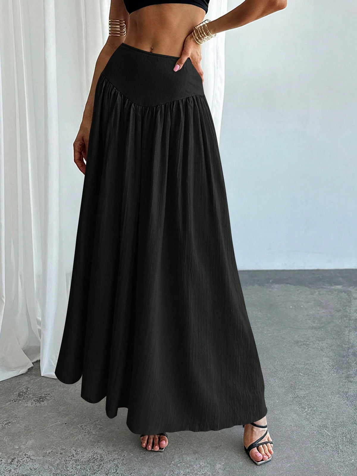 Firerie Women's Elegant A-Line Skirt With Gathered Waist And Real Pockets For Spring Break Outfits