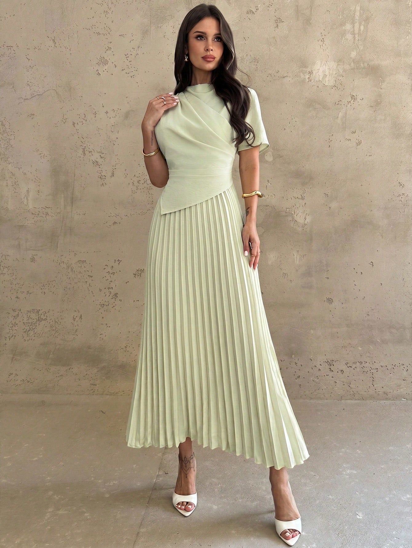Firerie Women's Elegant Dignified Delicate Romantic Vacation/Date/Everyday Wear Yellow Dress With Draped Asymmetrical Hem,Dresses For Women Summer