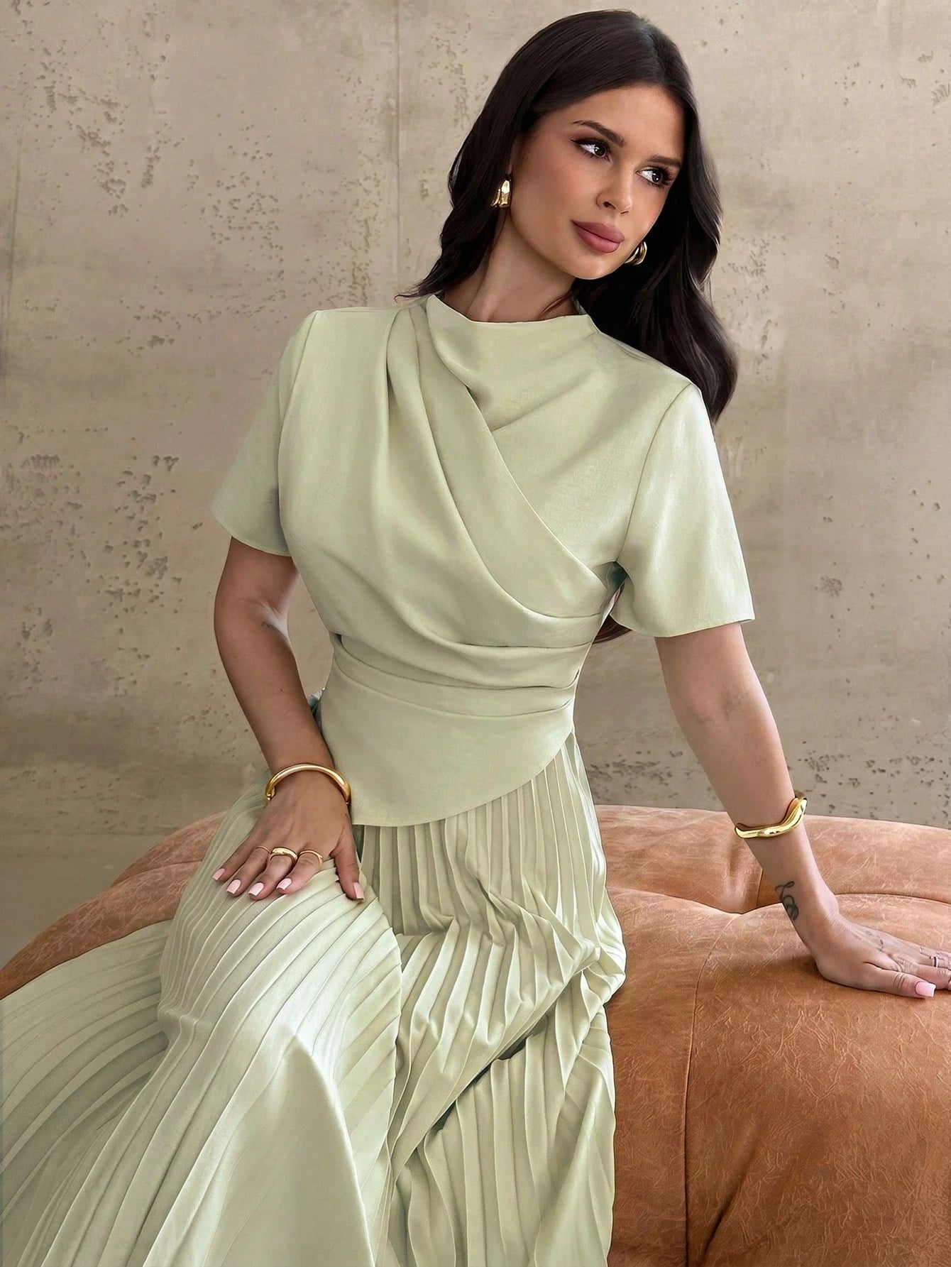 Firerie Women's Elegant Dignified Delicate Romantic Vacation/Date/Everyday Wear Yellow Dress With Draped Asymmetrical Hem,Dresses For Women Summer