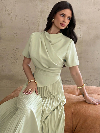 Firerie Women's Elegant Dignified Delicate Romantic Vacation/Date/Everyday Wear Yellow Dress With Draped Asymmetrical Hem,Dresses For Women Summer