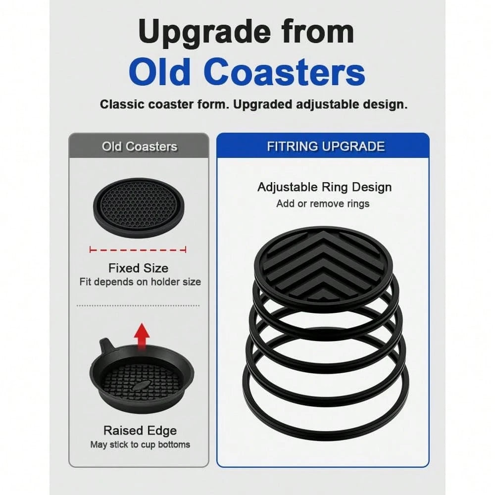 FitRing Car Cup Holder Coasters, Multi-Size, 2.75\-3.54\, 2 Pack| 5 Size Choices Help Select A Coaster Diameter Closer To The Diameter