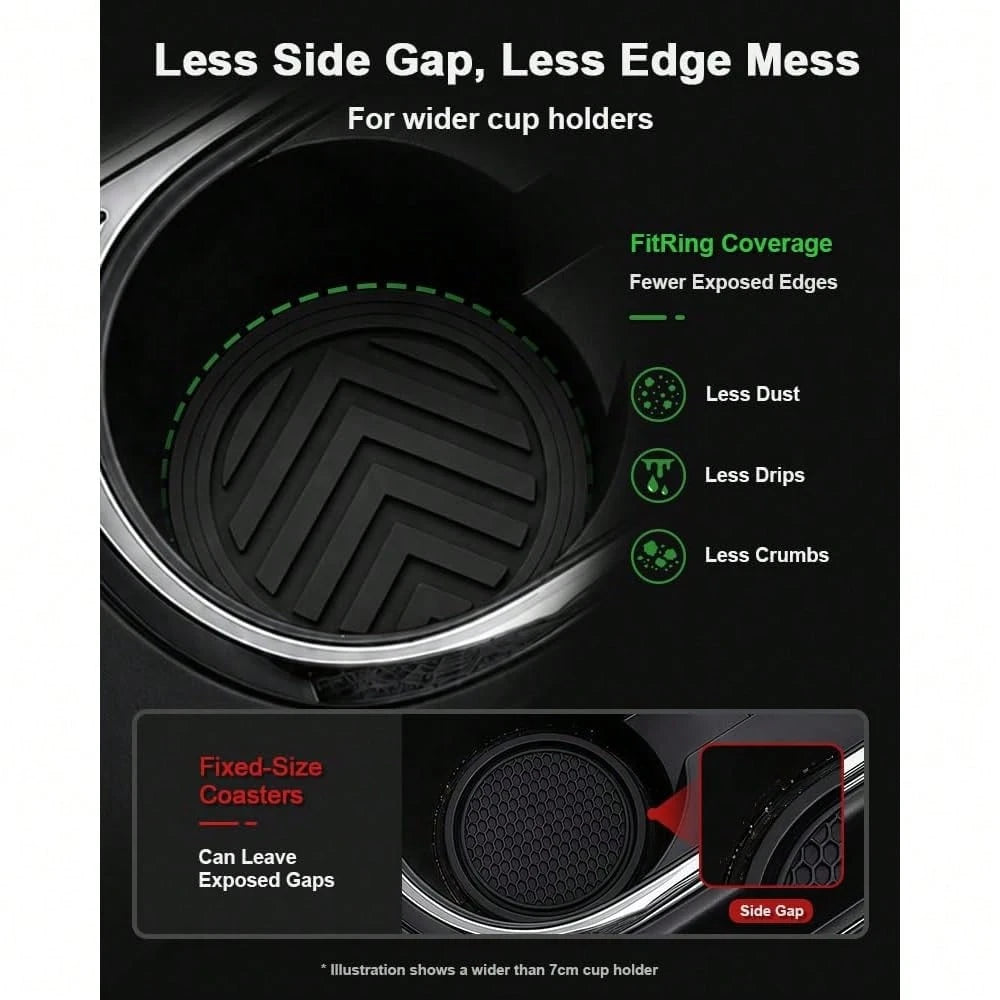 FitRing Car Cup Holder Coasters, Multi-Size, 2.75\-3.54\, 2 Pack| 5 Size Choices Help Select A Coaster Diameter Closer To The Diameter