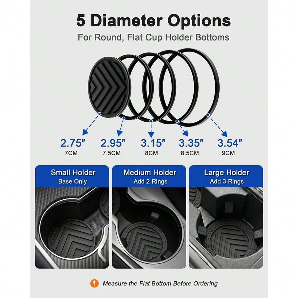 FitRing Car Cup Holder Coasters, Multi-Size, 2.75\-3.54\, 2 Pack| 5 Size Choices Help Select A Coaster Diameter Closer To The Diameter
