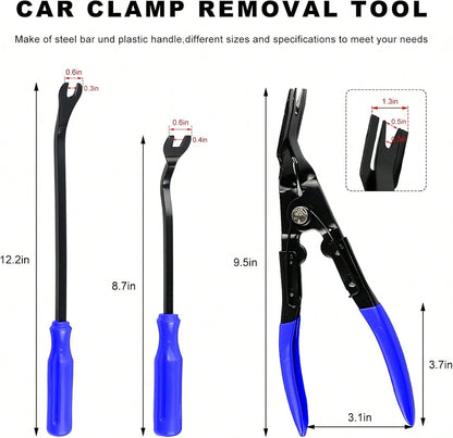 Fkewp 3PCS Car Clip Removal Tool, Auto Trim Upholstery Pry Tool Kit Fastener Rivet Remover With Storage Bag, Door Panel Clip Pliers Set Dashboard Repair Tools For Sedan Truck SUV (Blue)