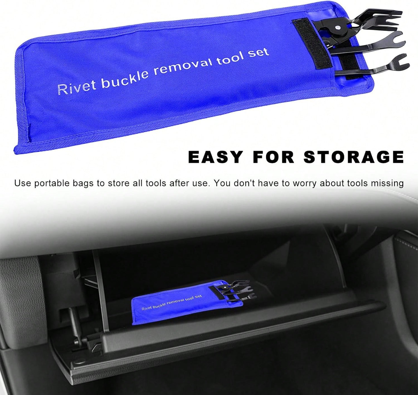 Fkewp 3PCS Car Clip Removal Tool, Auto Trim Upholstery Pry Tool Kit Fastener Rivet Remover With Storage Bag, Door Panel Clip Pliers Set Dashboard Repair Tools For Sedan Truck SUV (Blue)