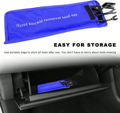 Fkewp 3PCS Car Clip Removal Tool, Auto Trim Upholstery Pry Tool Kit Fastener Rivet Remover With Storage Bag, Door Panel Clip Pliers Set Dashboard Repair Tools For Sedan Truck SUV (Blue)