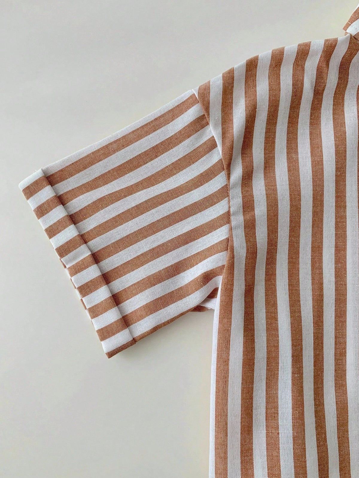 Flirla Striped Cropped Relaxed Casual Women Oversized Cuffed Sleeve Blouse, Linen Texture Women Shirt Cotton