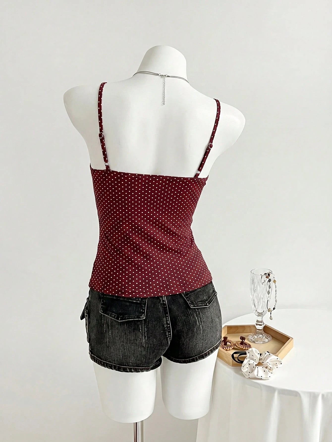 Flirla Women's Polka Dot Decorated Casual Tank Top, Suitable For Daily Wear And Vacation