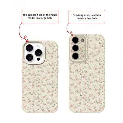 Floral Elements TPU Fashion Phone Cases Material 1pc Elegant Purple Floral Pattern Phone Shockproof Case Compatible With Iphone/ Smartphones International Version Not The Domestic Version Spring Gift
