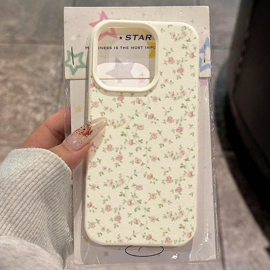 Floral Elements TPU Fashion Phone Cases Material 1pc Elegant Purple Floral Pattern Phone Shockproof Case Compatible With Iphone/ Smartphones International Version Not The Domestic Version Spring Gift